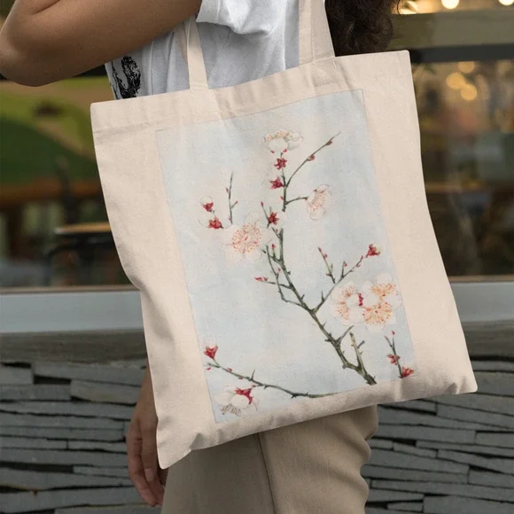 Natural Japanese Blossom Canvas Tote Bag - Picture 1 of 5